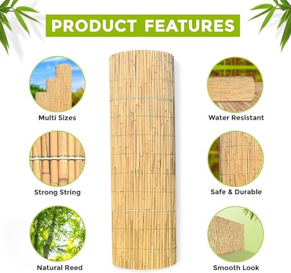 Reed Bamboo Fence Screening Outdoor Wind and Sun protection (1.2m x 4m) - Image 3
